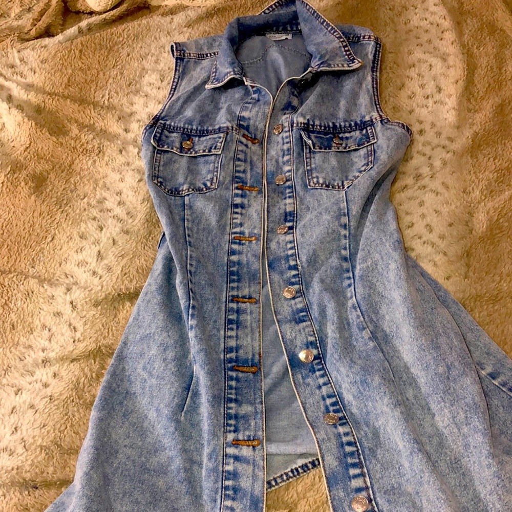 Denim dress/ long vest